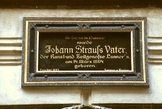 Erinnerungstafel am Geburtshaus von Johann Strauß/Vater