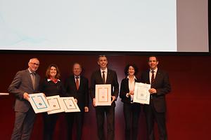 v.l. Rektor Karl Peter Pfeiffer; Doris Kiendl-Wendner; Birger Hendriks, Geschäftsführer der FIBAA; Martin Tschandl; Eva Adamer-König; Dieter Vogl.