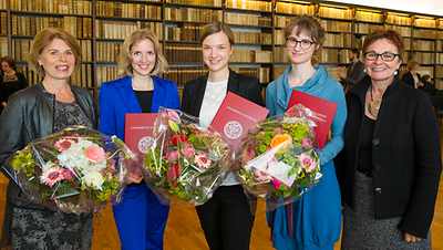 Ingrid Schmutzhart vom gendup, Ruth Rützler, Anna Richard, Barbara Huber und Vizerektorin Sylvia Hahn., Foto: Neumayr/LEO