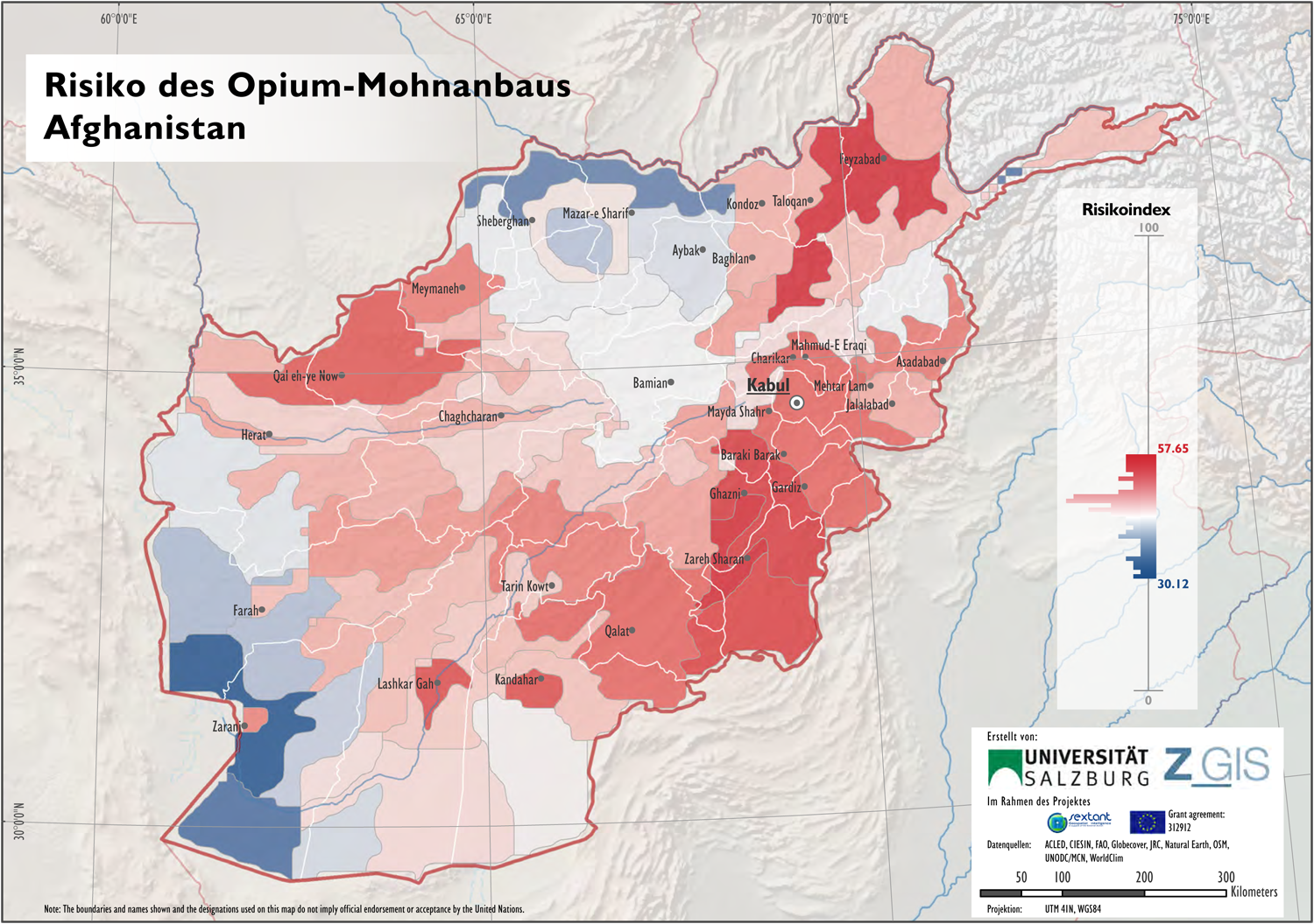 Risikokarte für Opium-Anbau in Afghanistan (Uni Salzburg ...