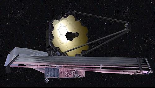 Künstlerische Darstellung auf das James Webb Space Telescope (Webb) im Weltraum (© NASA)