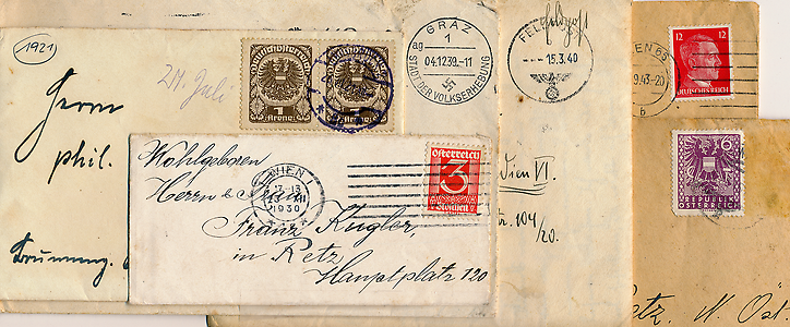 Der Weg der Republik und das Schicksal von Millionen Österreichern spiegelt sich in Briefen und Briefmarken aus dem 20. Jh.
