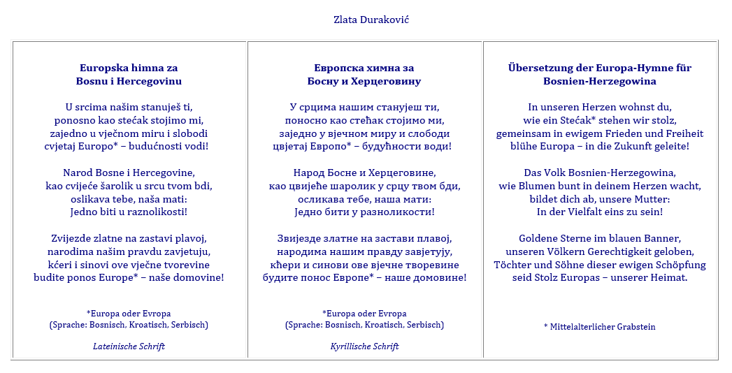 Textvorschlag von Zlata Duraković