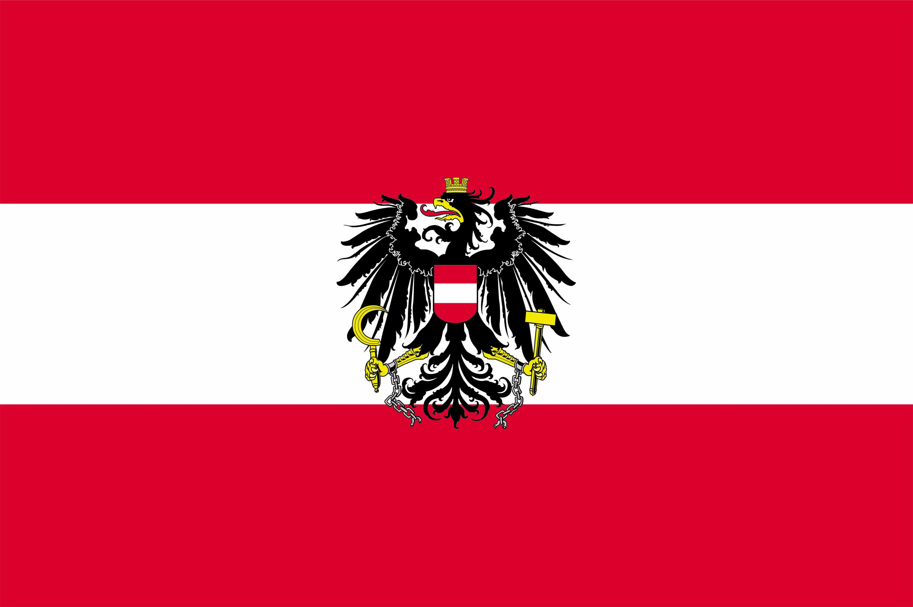 Österreich-Fahne rot-weiß-rot - Flagge mit Bundeswappen