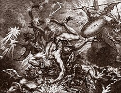 Michael Heinrich Rentz: „Sturz der Engel“, Illustration aus „Das christliche Jahr“ 1. H. der Dreißigerjahre des 18. Jh.