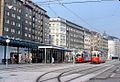 Garnitur der Linie B neben Zug der Linie 29, Schwedenplatz, 1979