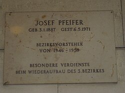 Josef Pfeifer – Gedenktafel