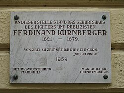 Ferdinand Kürnberger – Gedenktafel