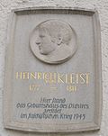Gedenktafel am Ort des Geburtshauses in Frankfurt (Oder)