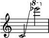  { \override Score.TimeSignature #'stencil = ##f
    c'2 \glissando \ottava #1  es''''2 }
