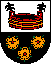 GemeindePerwang am GrabenseeGeteilt; oben in Silber ein rotes Brauschaff mit zwei goldenen Reifen, die Henkel besteckt mit schwarzen Hahnenfedern; unten in Schwarz drei goldene, zwei zu eins gestellte, heraldische, fünfblättrige Rosen mit grünen Kelchblättern und roten Butzen.