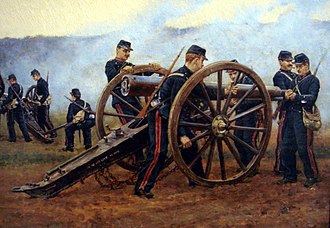 Ein de-Bange-Feldgeschütz 1898, Gemälde von Etienne-Prosper Berne-Bellecourt