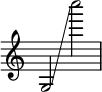  { \override Score.TimeSignature #'stencil = ##f
    g2 \glissando  c''''2 }
