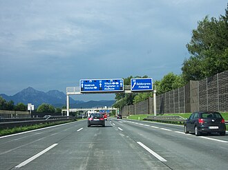 A1 bei der Ausfahrt Salzburg-Mitte Richtung Salzburg