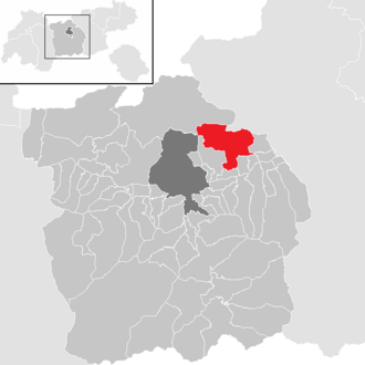 Lage der Gemeinde Absam im Bezirk Innsbruck-Land (anklickbare Karte)