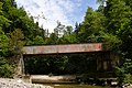 Die Rotachbrücke mit dem seit 2010 abgesackten, nordwestlichen Widerlager, 2020