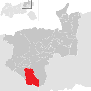 Lage der Gemeinde Alpbach im Bezirk Kufstein (anklickbare Karte)