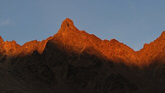 Ampferkogel bei Sonnenuntergang von der Rüsselsheimer Hütte