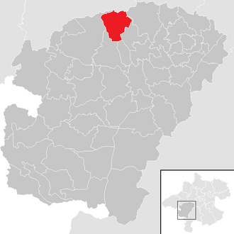 Lage der Gemeinde Ampflwang im Hausruckwald im Bezirk  Vöcklabruck (anklickbare Karte)