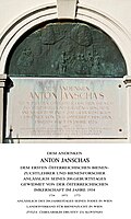 Gedenktafel für Anton Janscha. Ausgestellt im Wiener Augarten