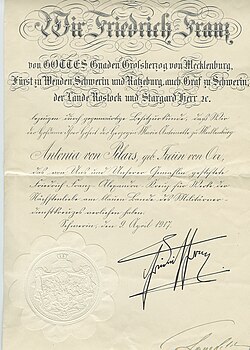 Urkunde von 1917