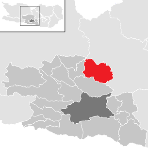 Lage der Gemeinde Arriach im Bezirk Villach-Land (anklickbare Karte)