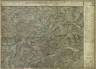 Landesaufnahme 1873: Ortskern mit der südlichen Umgebung (Mitte oben)