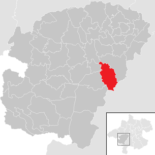 Lage der Gemeinde Aurach am Hongar im Bezirk Vöcklabruck (anklickbare Karte)