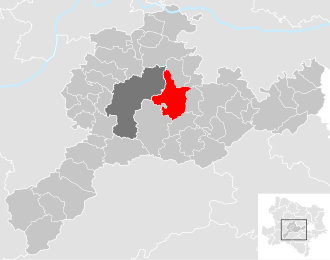 Lage der Gemeinde Böheimkirchen im Bezirk St. Pölten-Land (anklickbare Karte)