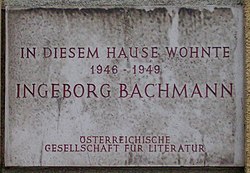 Ingeborg Bachmann – Gedenktafel