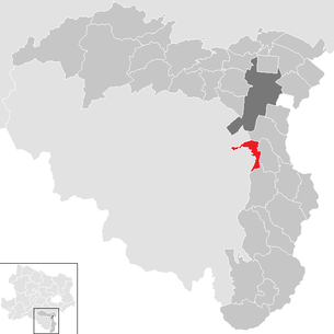 Lage der Gemeinde Bad Erlach im Bezirk Wiener Neustadt-Land (anklickbare Karte)