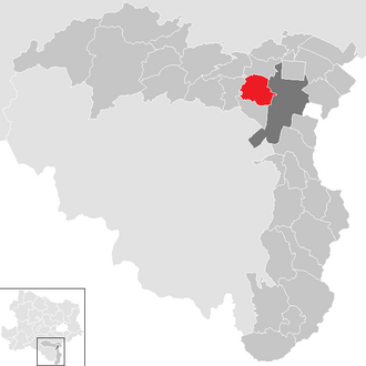 Lage der Gemeinde Bad Fischau-Brunn im Bezirk Wiener Neustadt-Land (anklickbare Karte)