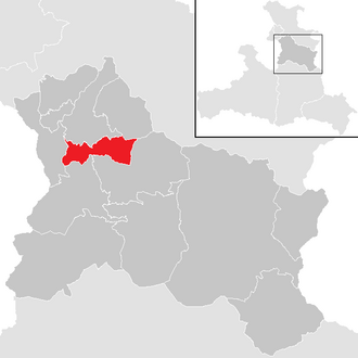 Lage der Gemeinde Bad Vigaun im Bezirk Hallein (anklickbare Karte)