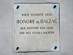Honoré de Balzac – Gedenktafel