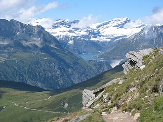 Blick vom Col de Balme auf den Lac d’Emosson