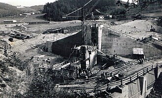 Bau der Sperre Thurnberg (ca. 1950)