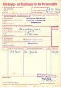 Beförderungs + Begleitpapier für den Werkfernverkehr (1954)