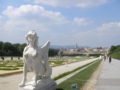 Sphinx im Garten des Belvederes; ein ähnlicher Blick wie das Canaletto-Gemälde (Canaletto-Blick)