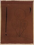 Bemerkungen zu einer Pflanze, 1934, Fettkreide und Kohle auf rotgrundiertem Nesseltuch auf Karton, Sammlung Klüser, München