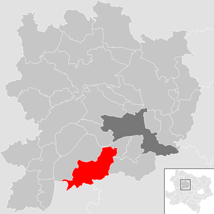 Lage der Gemeinde Bergern im Dunkelsteinerwald im Bezirk Krems-Land (anklickbare Karte)