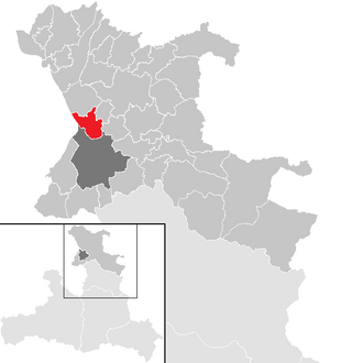 Lage der Gemeinde Bergheim (Flachgau) im Bezirk Salzburg-Umgebung (anklickbare Karte)