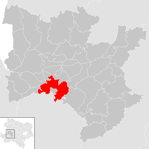 Lage der Gemeinde Bergland (Niederösterreich) im Bezirk Melk (anklickbare Karte)