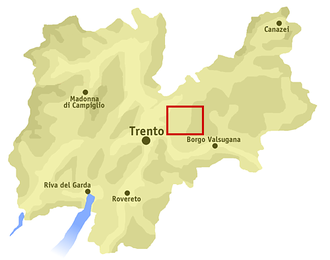 Karte von Fersental – BersntolValle del Fersina – Valle dei Mocheni