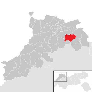 Lage der Gemeinde Bichlbach im Bezirk Reutte (anklickbare Karte)