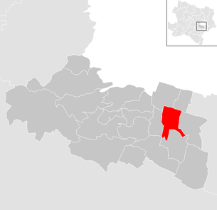 Lage der Gemeinde Biedermannsdorf im Bezirk Mödling (anklickbare Karte)