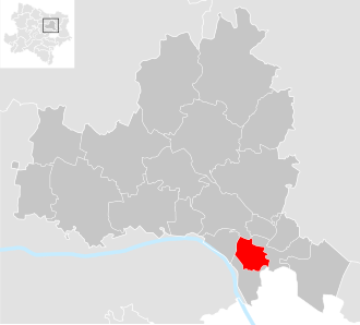 Lage der Gemeinde Bisamberg im Bezirk Korneuburg (anklickbare Karte)