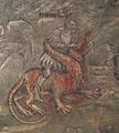 Tristan töten einen Drachen auf Schloss Runkelstein, um 1400