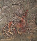 Tristan töten einen Drachen auf Schloss Runkelstein, um 1400