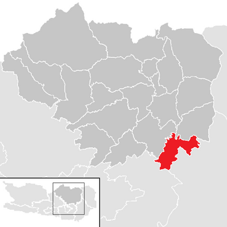 Lage der Gemeinde Brückl im Bezirk Sankt Veit an der Glan (anklickbare Karte)