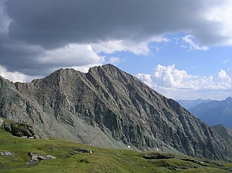 Die Bretterwandspitze gesehen von derSudetendeutschen Hütte